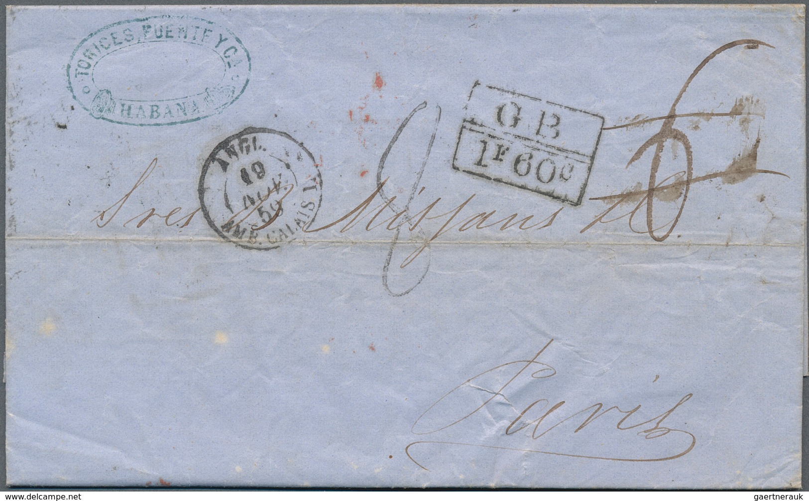 Karibik: 1850/1859, British P.O., Group Of Five Lettersheets From HAVANNA/CUBA (4) Resp. SAN JUAN/PU - Autres - Amérique