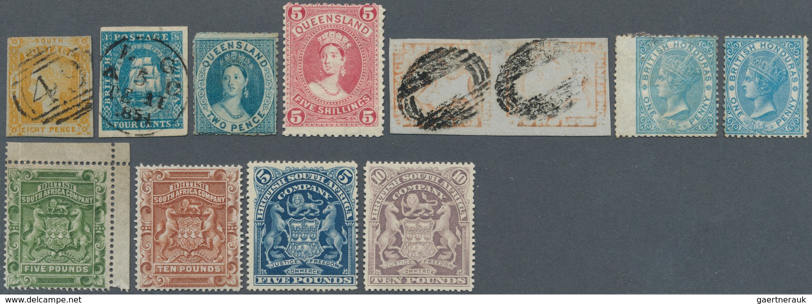Britische Kolonien: 1853/1901 (ca.), Unused And Used Lot Of Twelve Stamps With Better Items, Compris - Other & Unclassified