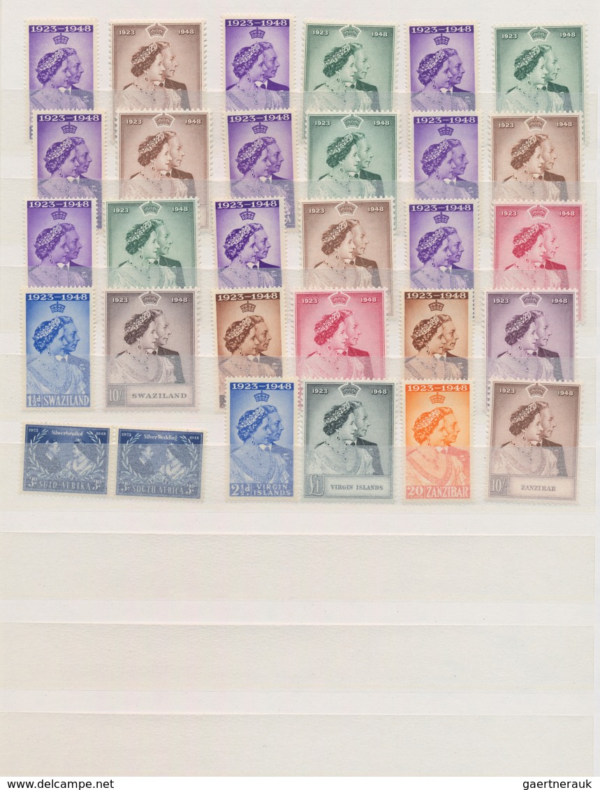 Britische Kolonien: 1948, Silver Wedding, Complete MNH Collection Of 138 Stamps (GB £1 Hinged), Good - Andere & Zonder Classificatie