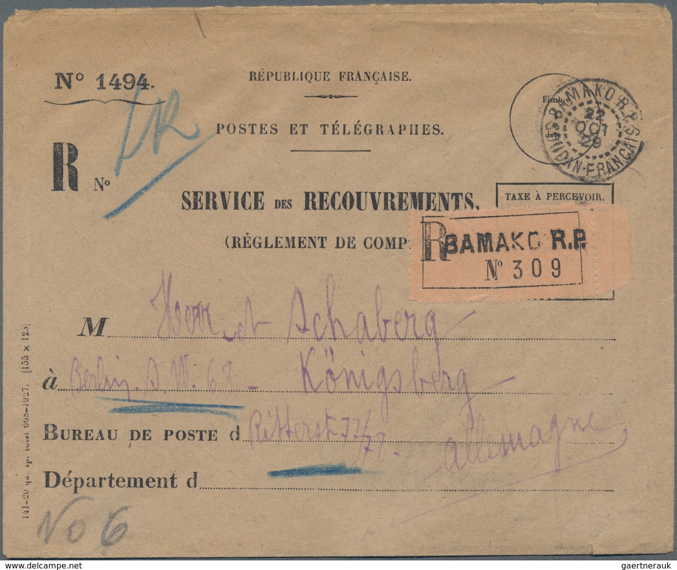 Französische Kolonien: 1896/1976 Holding Of About 190 Covers, Letters, Cards, Maximum Cards And FDC, - Autres & Non Classés
