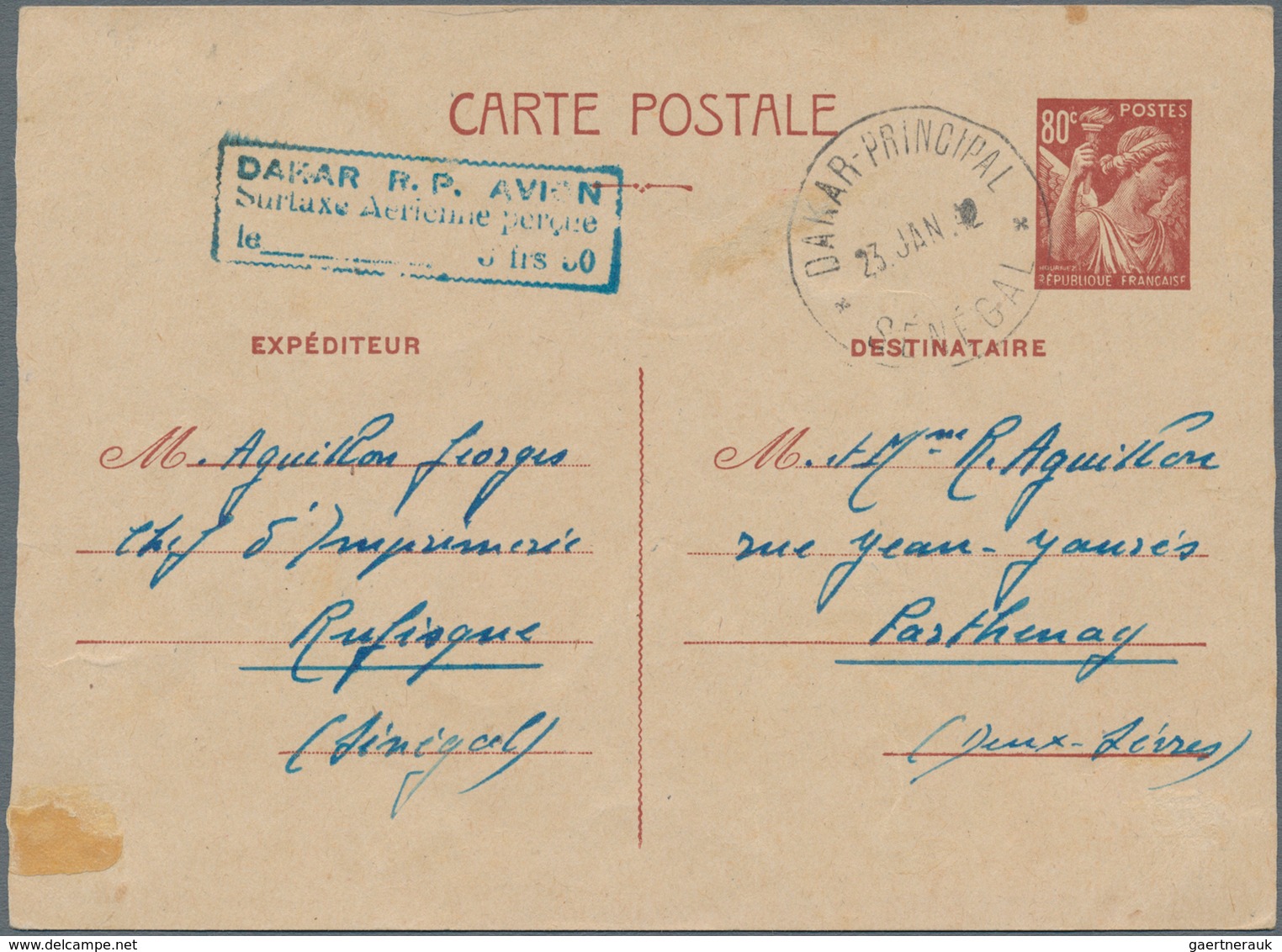 Französische Kolonien: 1942/43 7 Different Postal Stationery Cards From/to Senegal And From Paris To - Other & Unclassified