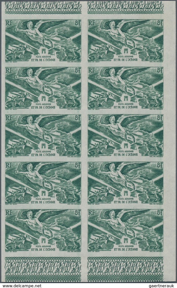 Französische Kolonien: 1946, Victory Issue, Lot Of Imperforate Stamps Within Multiples: French India - Otros & Sin Clasificación