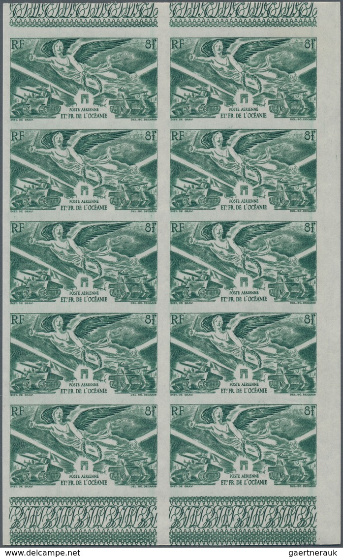 Französische Kolonien: 1946, Victory Issue, Lot Of Imperforate Stamps Within Multiples: French India - Sonstige & Ohne Zuordnung