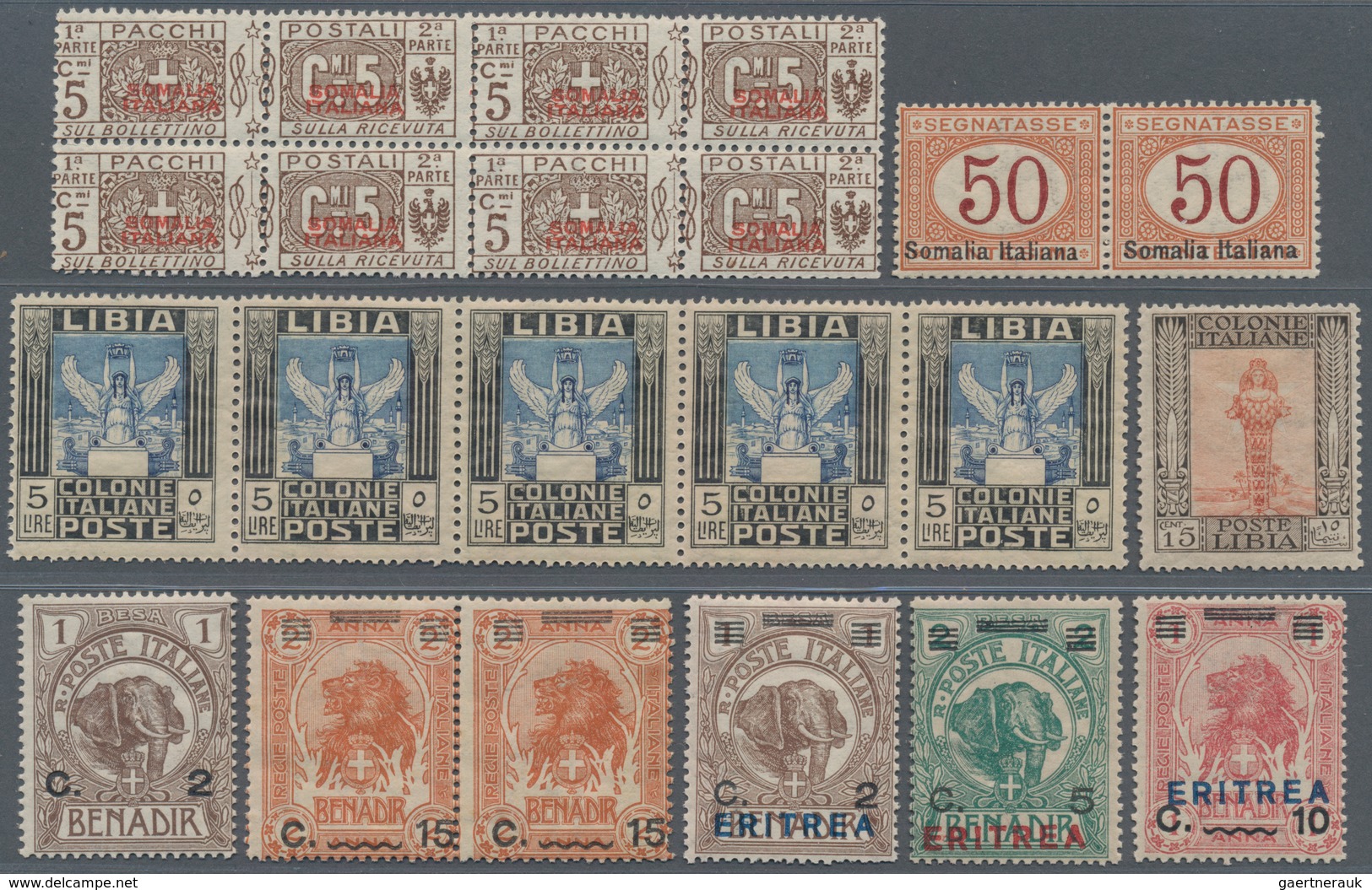 Italienische Kolonien: 1906/1950 (ca.), Duplicates Of Benadir, Somalia, Eritrea, Libya, Djubaland, C - Algemene Uitgaven