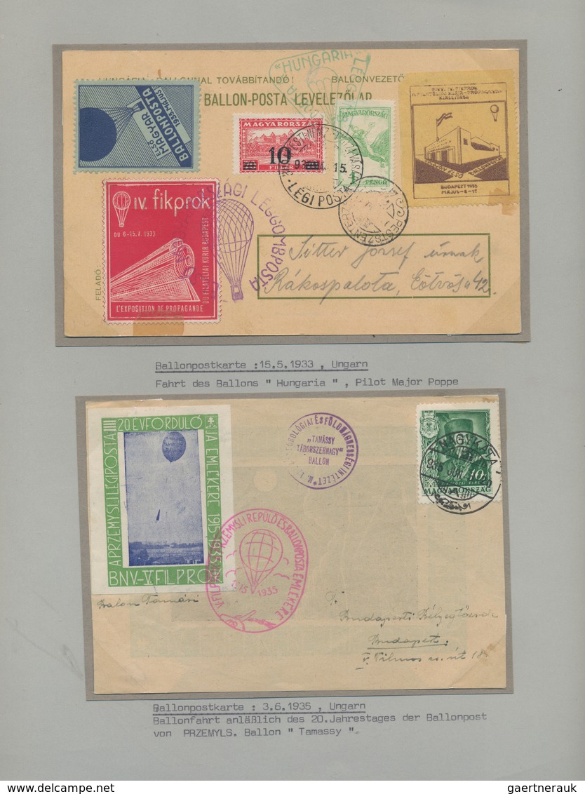 Ballonpost: 1897/1957, Collection Of 78 Covers/cards On Written Up Album Pages, Comprising E.g. GERM - Montgolfières