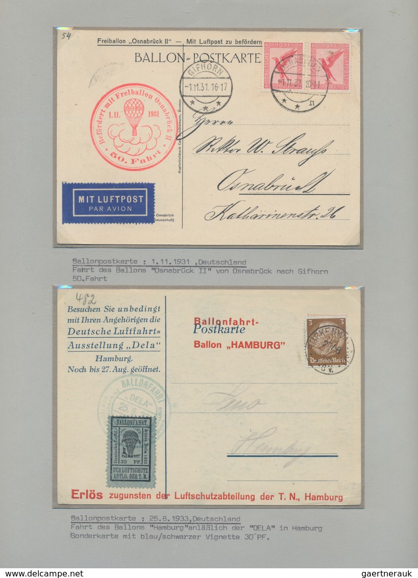 Ballonpost: 1897/1957, collection of 78 covers/cards on written up album pages, comprising e.g. GERM