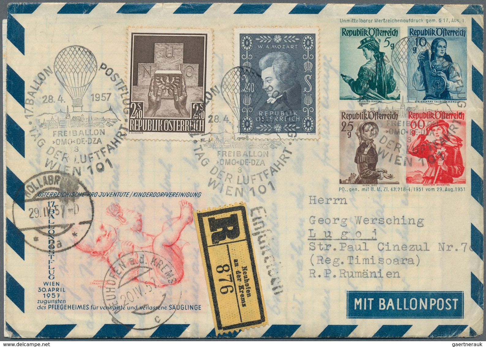 Ballonpost: 1948/2001, Umfangreiche Sammlung Von Ca. 480 Belegen Der österreichischen Kinderdorf-Bal - Montgolfières