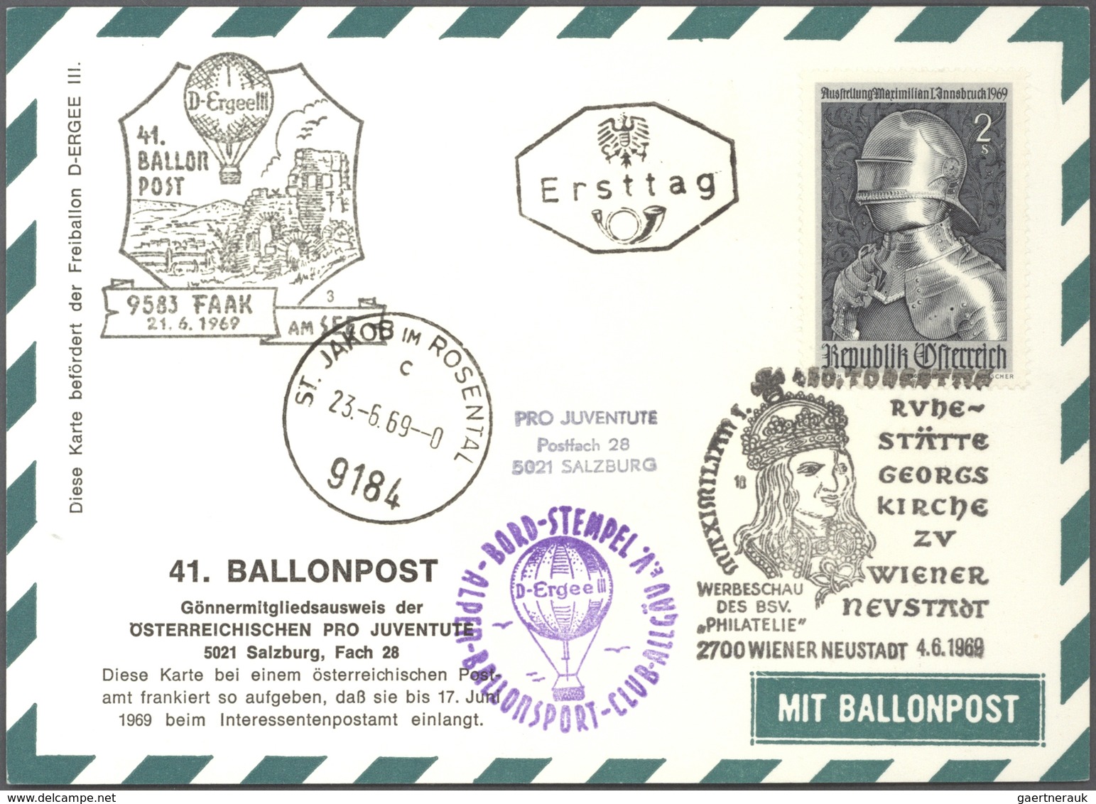 Ballonpost: ab 1950 (ca). GIGANTISCH: Der gesamte Bestand der PRO JUVENTUTE SALZBURG mit geschätzt 3