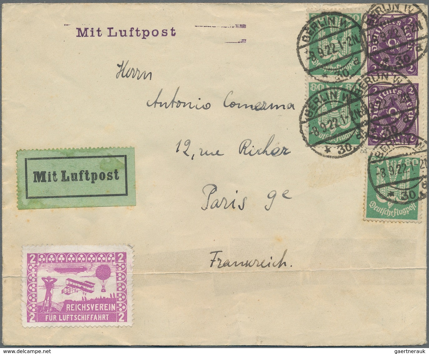 Flugpost Deutschland: 1919/1923, FLUGPOST der INFLATIONS-ZEIT, gehaltvolles Konvolut mit 24 Luftpost