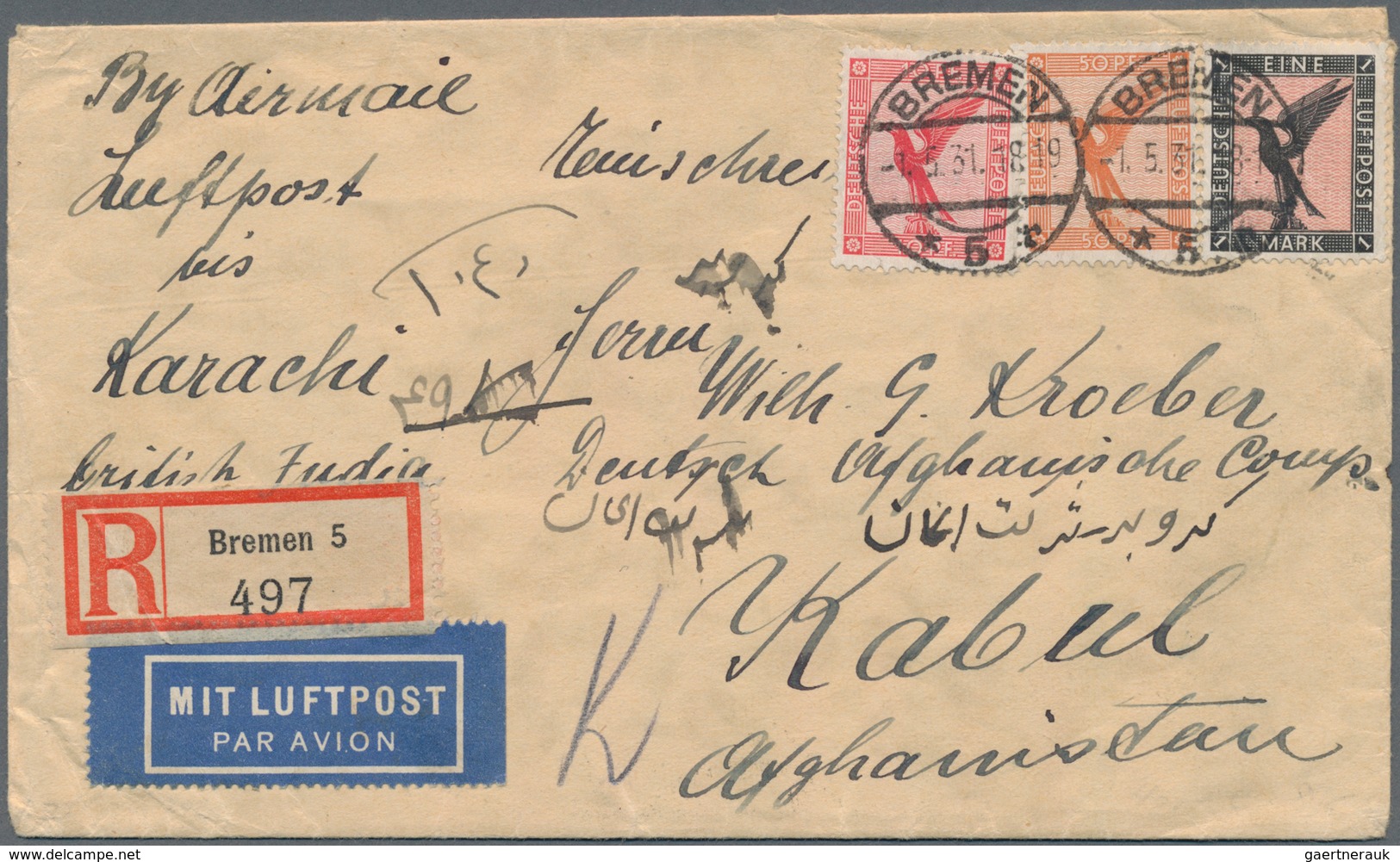 Flugpost Deutschland: 1925/1944, Gehaltvolles Konvolut Mit 20 Belegen, Dabei Luftpostbriefe Mit Selt - Airmail & Zeppelin