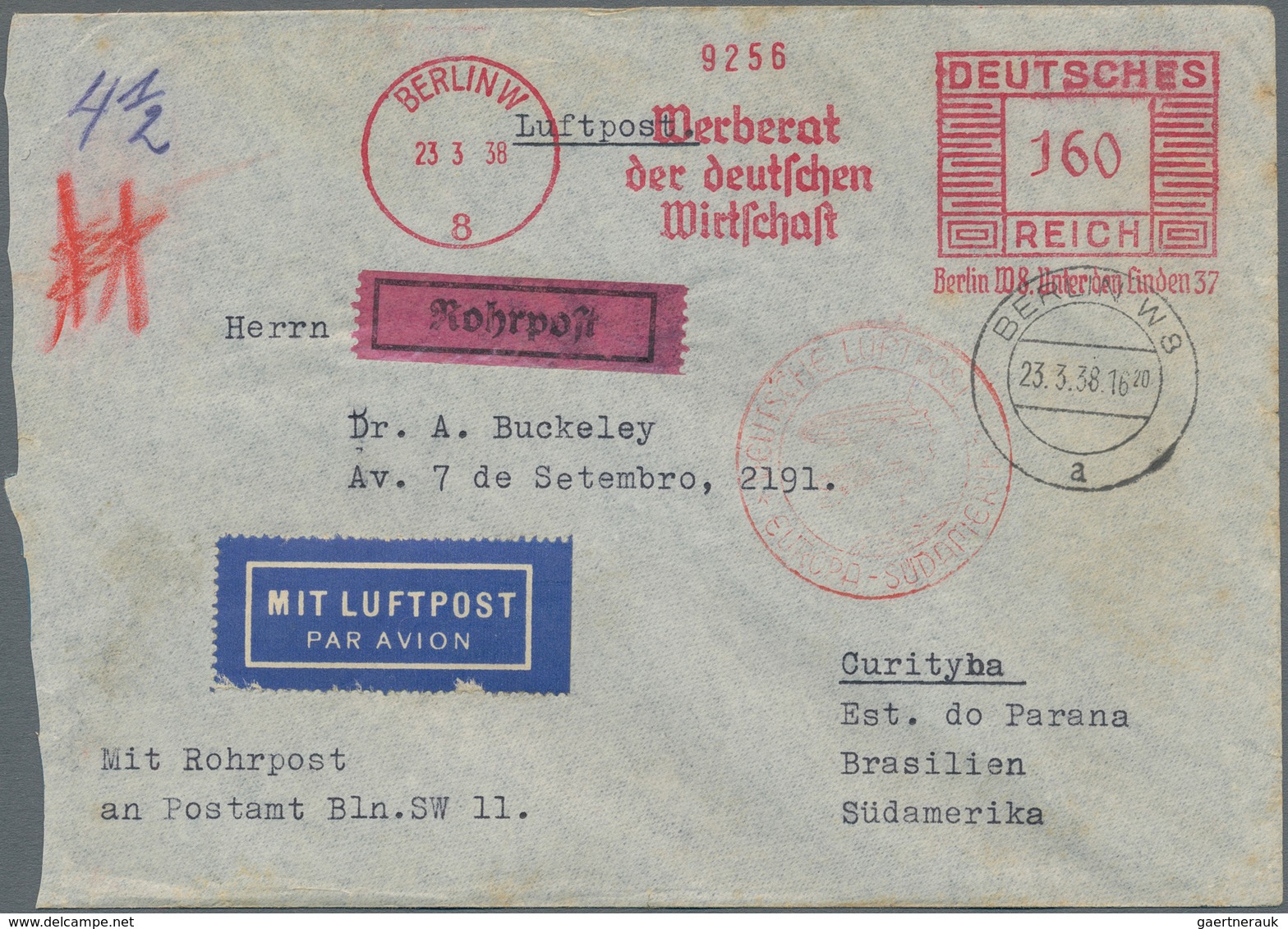 Flugpost Deutschland: 1932/1941, FREISTEMPLER, Interessante Partie Mit 12 Flugpost-Belegen Mit Freis - Correo Aéreo & Zeppelin