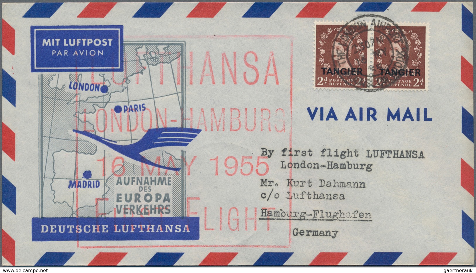 Flugpost Deutschland: 1955/1956, LUFTHANSA, Sammlung Mit Ca.80 Erstflugbelegen, Meist Frankiert Mit - Airmail & Zeppelin