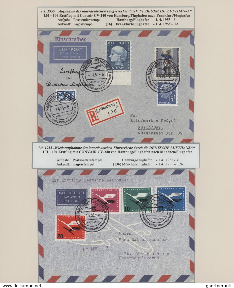 Flugpost Deutschland: 1955/2010, LUFTHANSA, Umfassende Ausstellungssammlung Von Ca. 540 Briefen Und - Airmail & Zeppelin