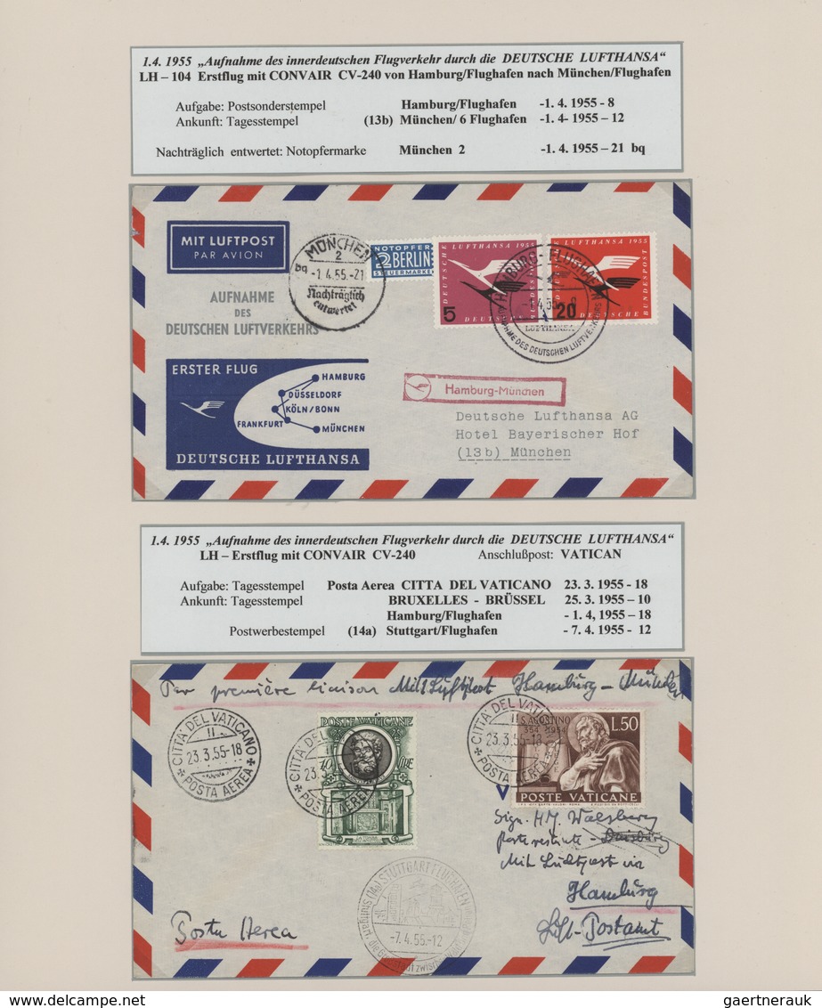 Flugpost Deutschland: 1955/2010, LUFTHANSA, Umfassende Ausstellungssammlung Von Ca. 540 Briefen Und - Poste Aérienne & Zeppelin