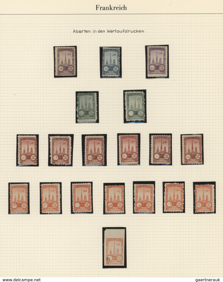 Flugpost Europa: 1912/1924, FLUGPOST FRANKREICH, tolle Spezialsammlung auf Blättern im Klemmbinder,