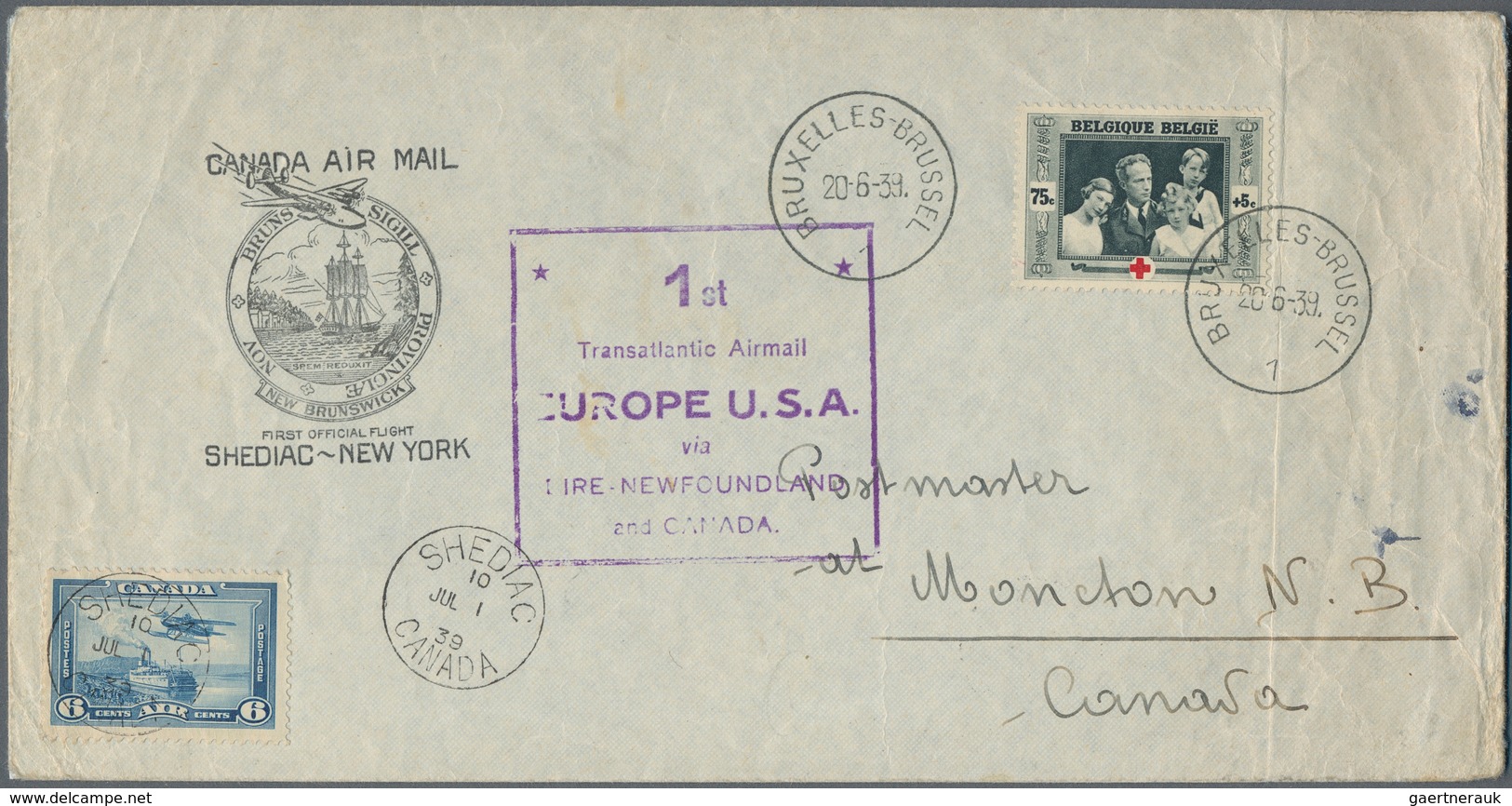 Flugpost Europa: 1939 (May To August), Air Mail Transatlantic Clipper And Imperial Airways, 61 Cover - Europe (Other)