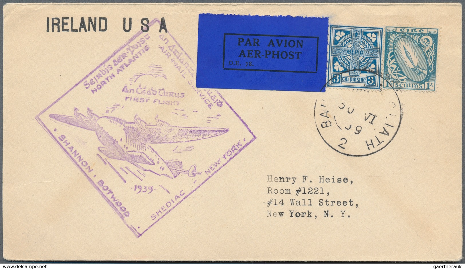 Flugpost Europa: 1939 (May to August), air mail Transatlantic Clipper and Imperial Airways, 61 cover