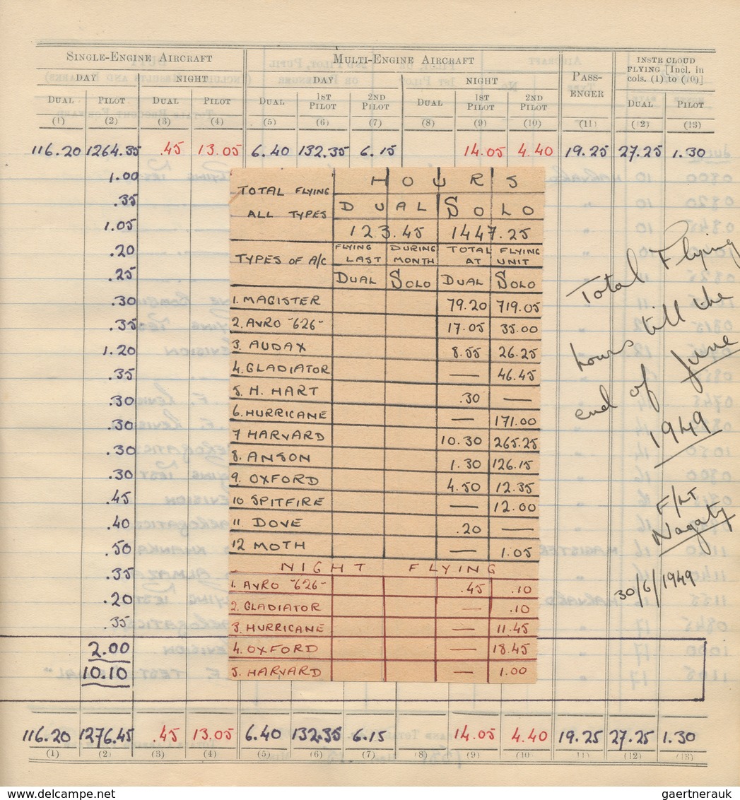 Flugpost Übersee: 1948/1965, ROYAL EGYPTIAN PILOT'S FLYING LOG BOOK, Flying Log Book From Flight Lie - Autres & Non Classés