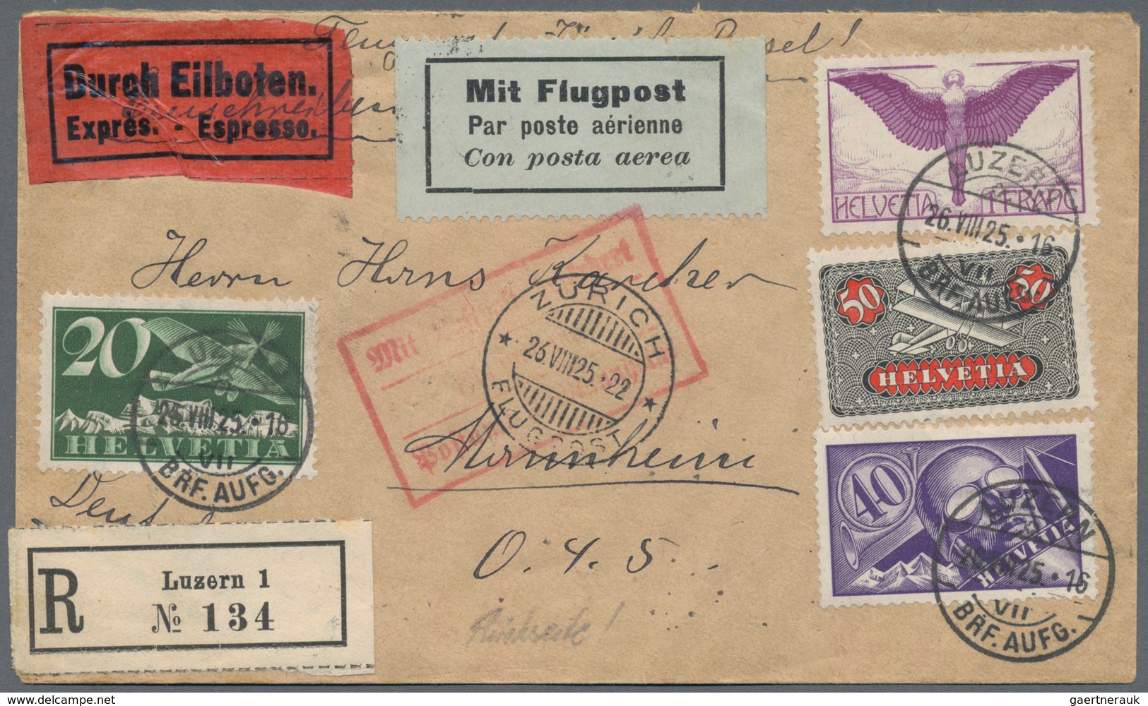 Flugpost Alle Welt: 1924/1938, Interesting Lot With 20 Airmail- And Zeppelin-covers, Comprising Euro - Otros & Sin Clasificación