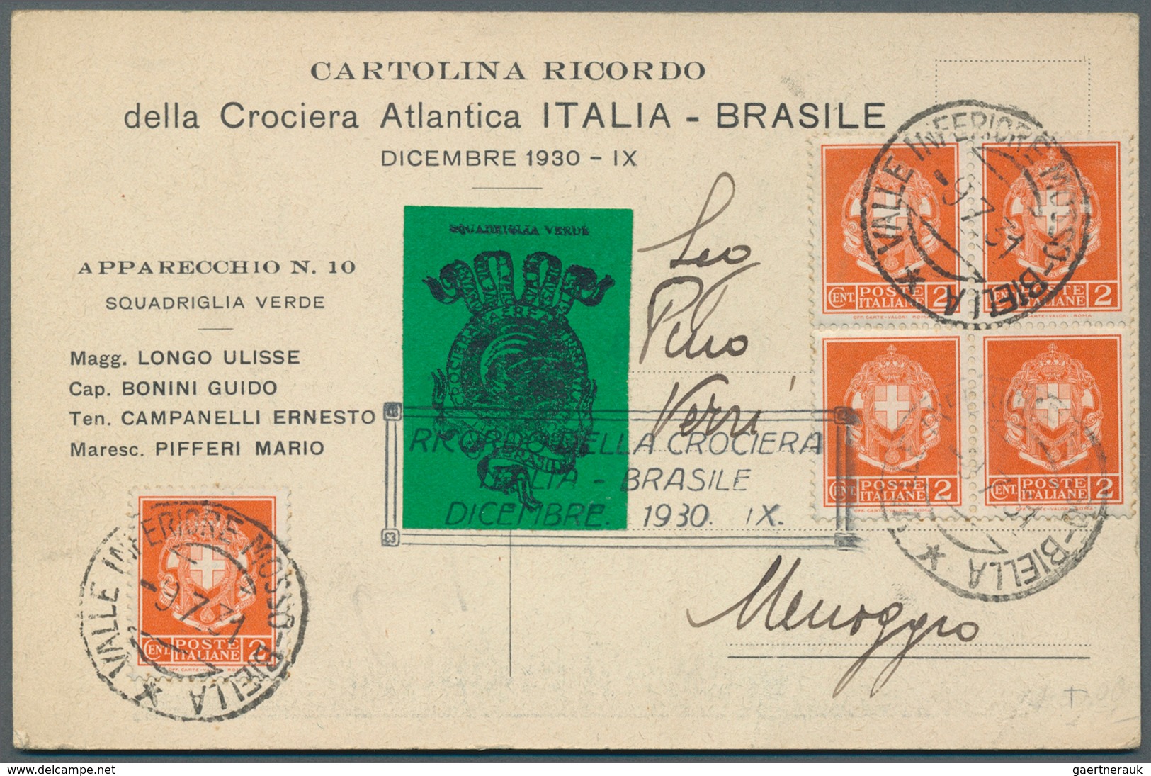 Flugpost Alle Welt: 1930/1931, CROCIERA ATLANTICA ITALIA-BRASILE, Two Picture Cards With Correspondi - Autres & Non Classés