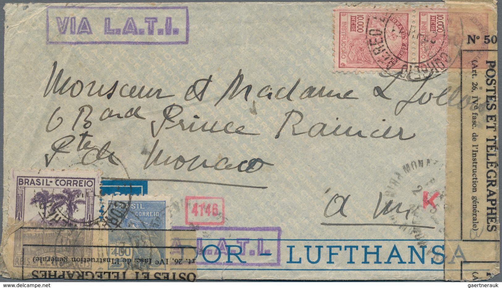 Flugpost Alle Welt: 1940/1945, Lot With Ca.50 WWII Airmail Covers, Comprising Latin America, Europea - Andere & Zonder Classificatie