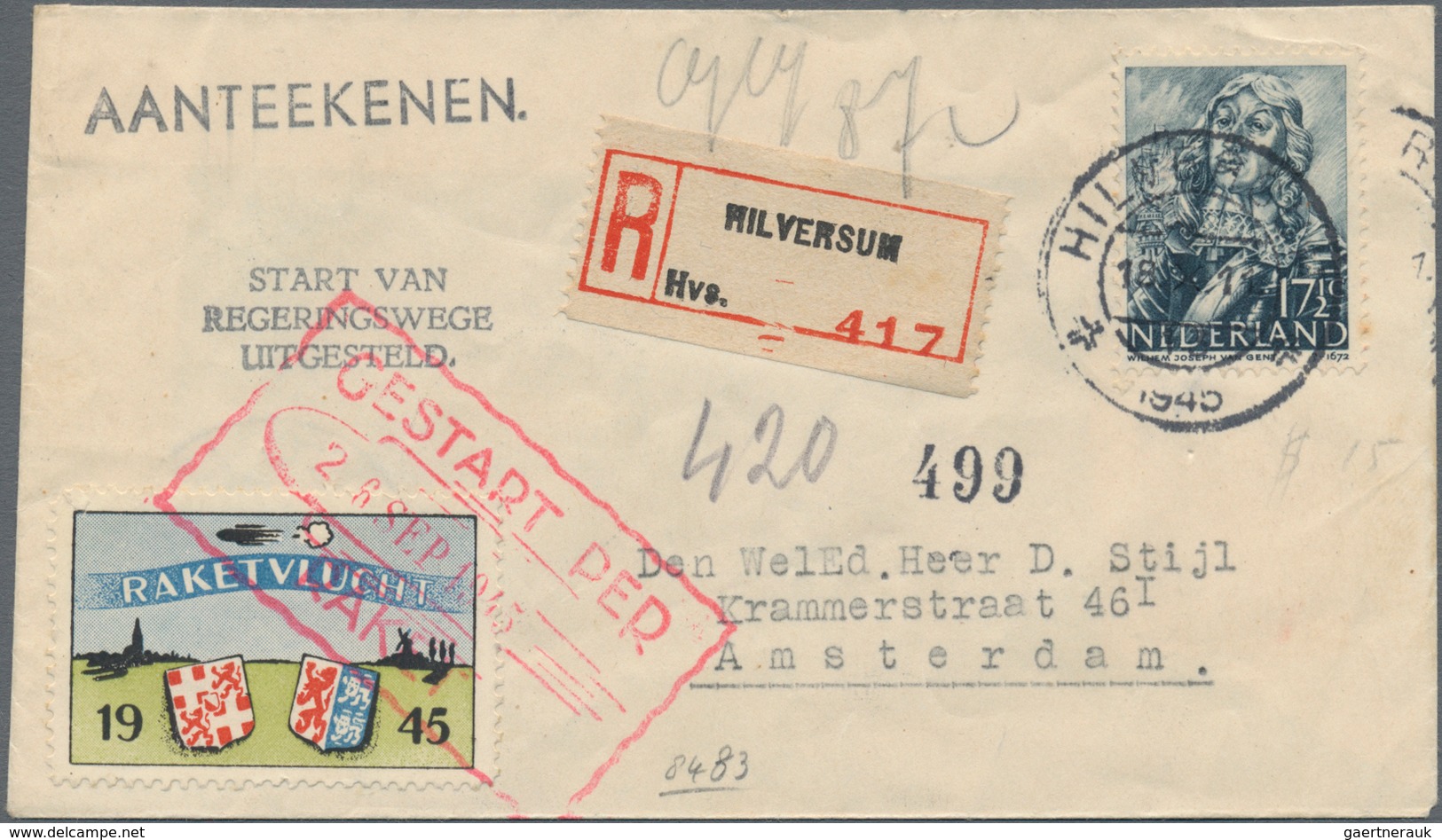 Raketenpost: 1945-1960 Rocket Mail: Specialized Collection Of 30 Covers Of Dutch Rocket Mail And 142 - Other & Unclassified