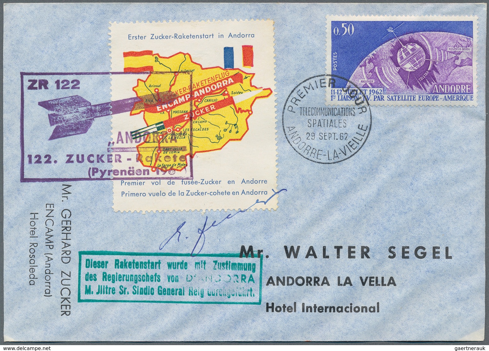 Raketenpost: 1962, 29 Sep, Andorra Zucker Rocket Flight, Holding Of Apprx. 200 Commemorative Covers - Otros & Sin Clasificación