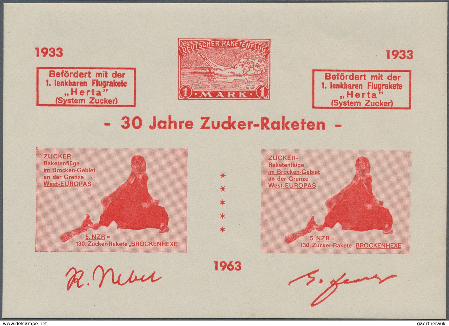 Raketenpost: 1963, 30th Anniversary Of Zucker Rocket Flights, Holding Of More Rhan 500 Vignettes On - Altri & Non Classificati