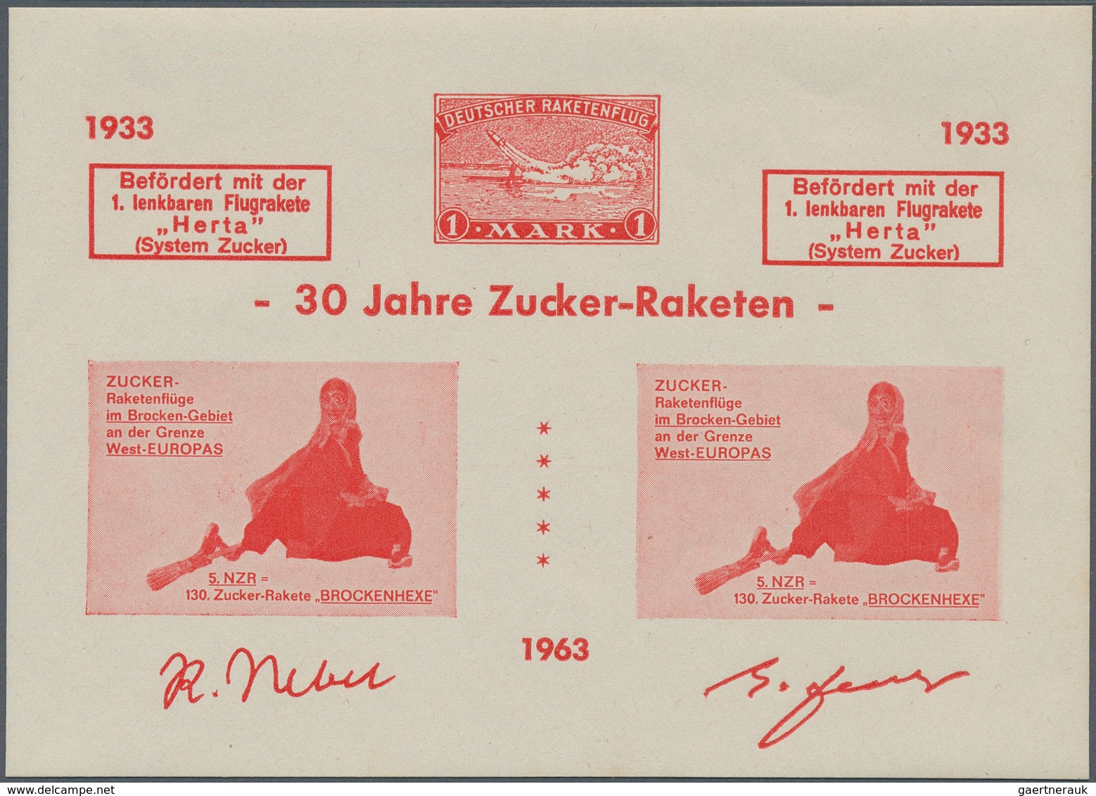 Raketenpost: 1963, 30th Anniversary Of Zucker Rocket Flights, Holding Of More Rhan 500 Vignettes On - Otros & Sin Clasificación