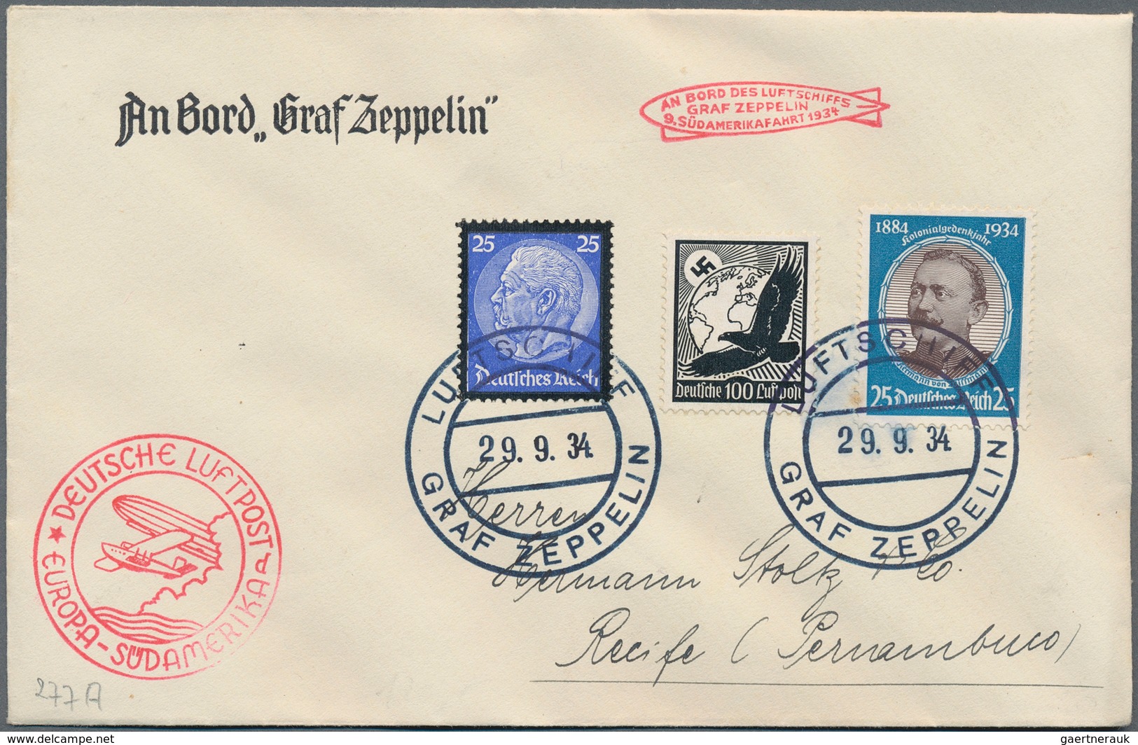 Zeppelinpost Deutschland: Collection Of Over 100 Zeppelin Items, Around 70 Flown Covers And 33 Schue - Poste Aérienne & Zeppelin