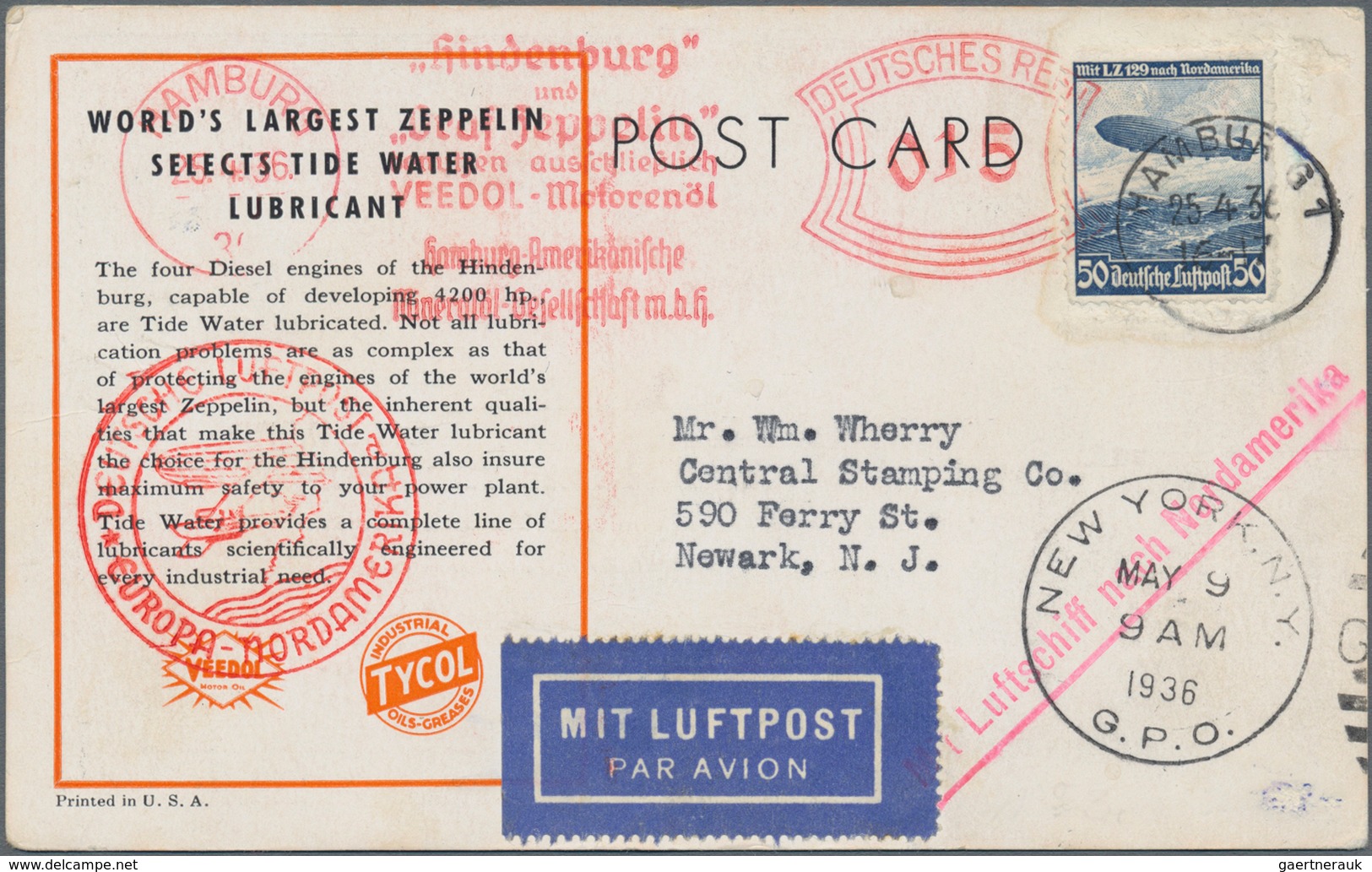Zeppelinpost Deutschland: 1924/1939, Gehaltvoller Posten Mit 37 Belegen, Dabei Erste Amerikafahrten - Luchtpost & Zeppelin