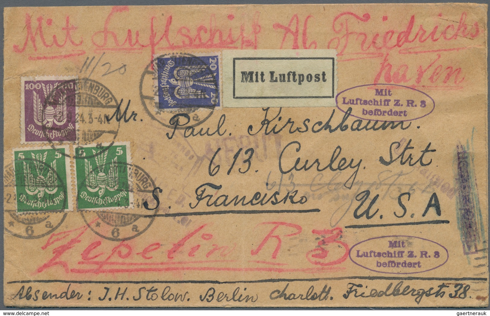 Zeppelinpost Deutschland: 1924/1939, gehaltvoller Posten mit 37 Belegen, dabei erste Amerikafahrten