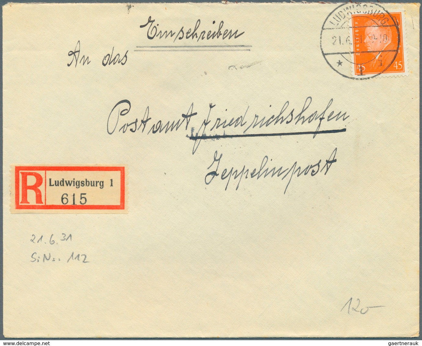 Zeppelinpost Deutschland: 1929/33, 125 Briefe adressiert nach Friedrichshafen an das dortige Postamt