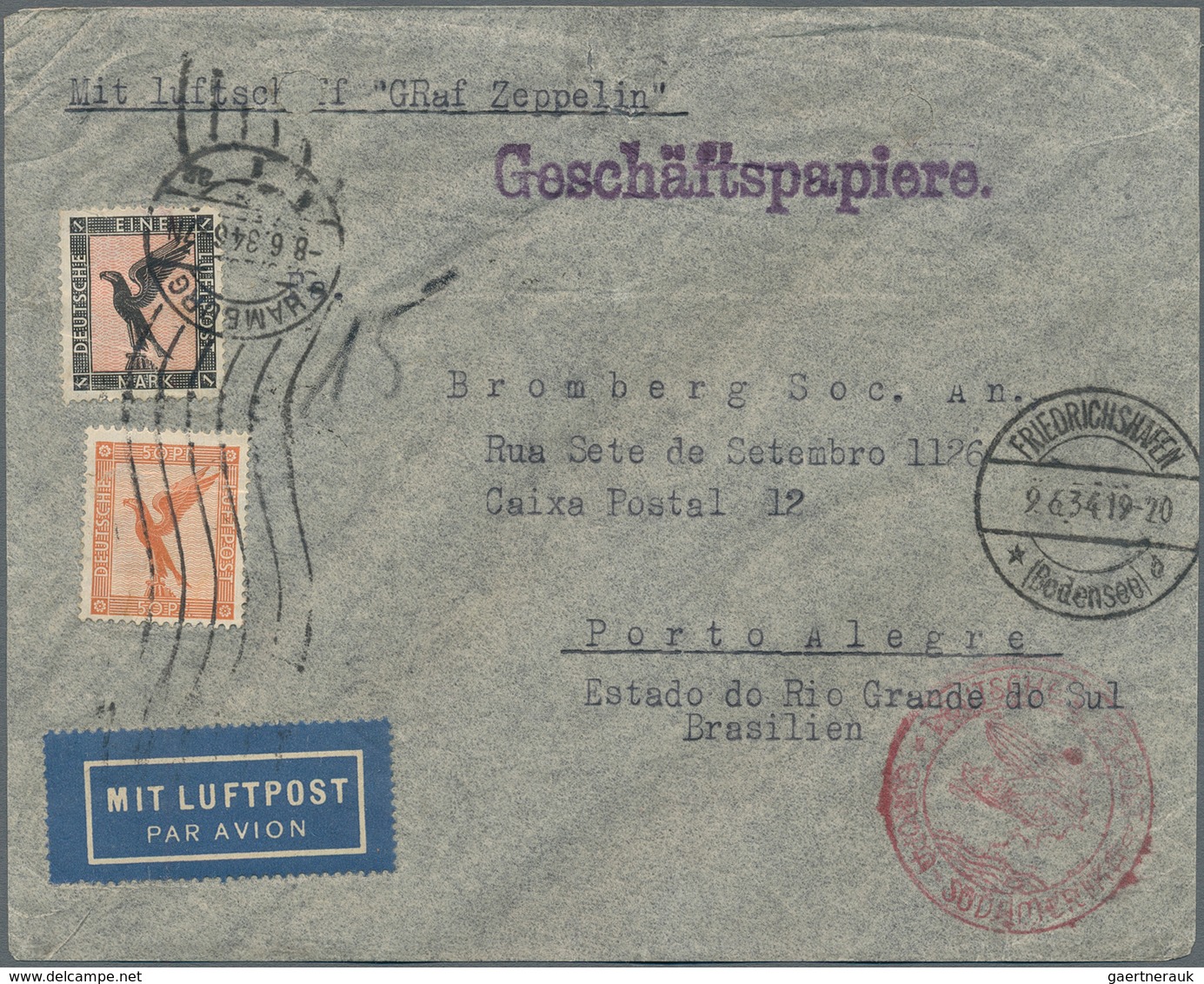 Zeppelinpost Deutschland: 1934/1936, Zeppelin Bedarfspost U. Geschäftspost, Interessante Partie Mit - Luchtpost & Zeppelin