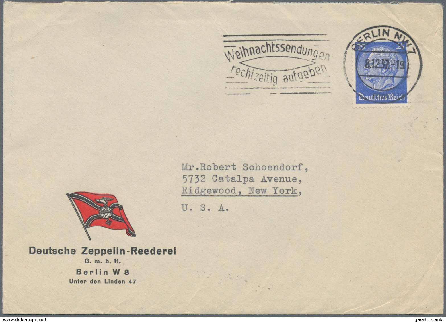 Zeppelinpost Deutschland: 1937/1939, DEUTSCHE ZEPPELIN REEDEREI, 11 Different Envelopes With Adverti - Airmail & Zeppelin