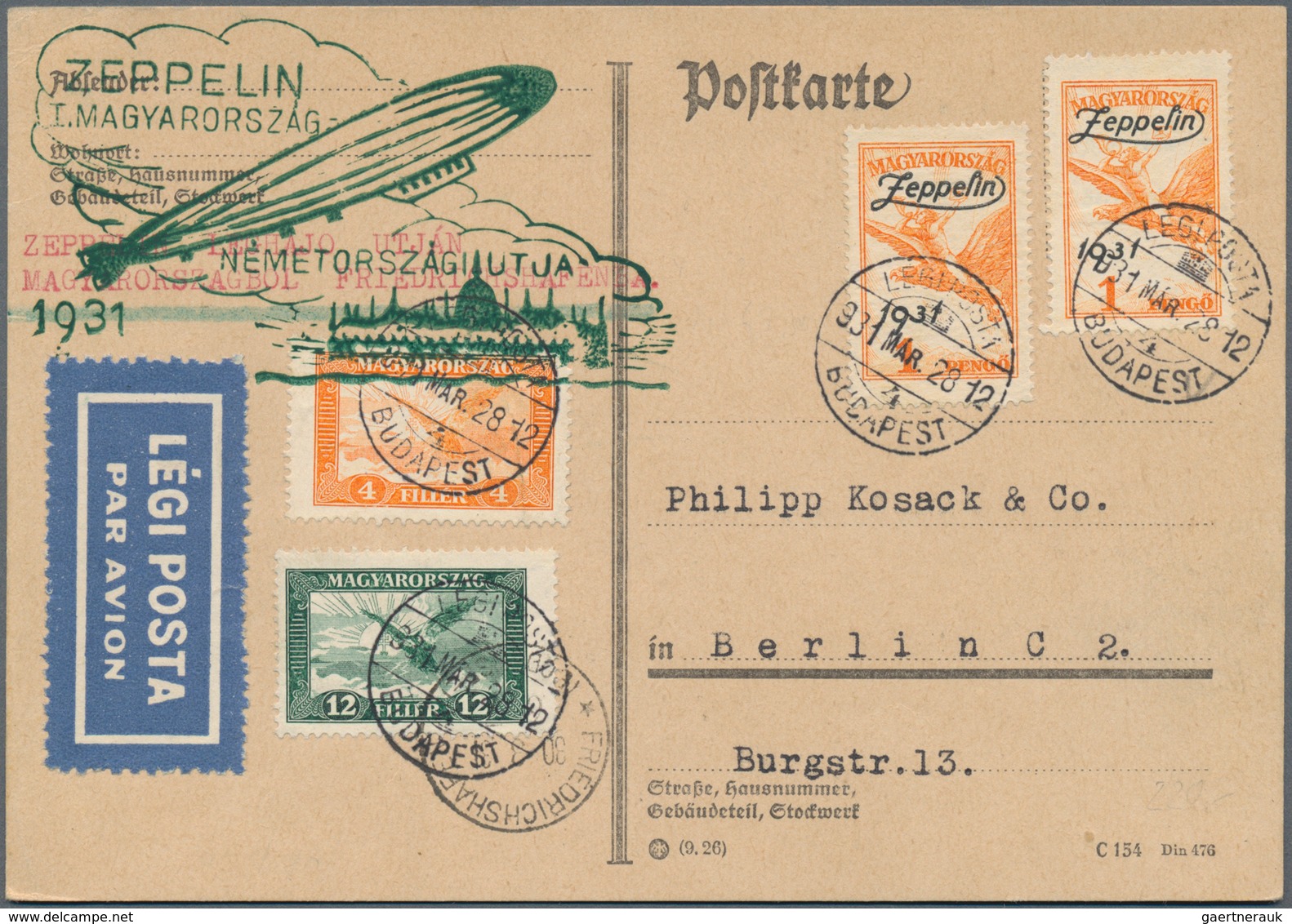 Zeppelinpost Europa: 1910's-1930's: Group of 46 covers and postcards flown by ZEPPELIN or special ai