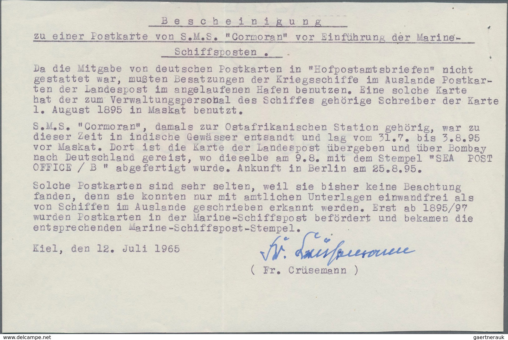 Deutsche Schiffspost - Marine: 1895/1913, Spezialsammlung von 32 Belegen des Kleinen Kreuzers S.M.S.