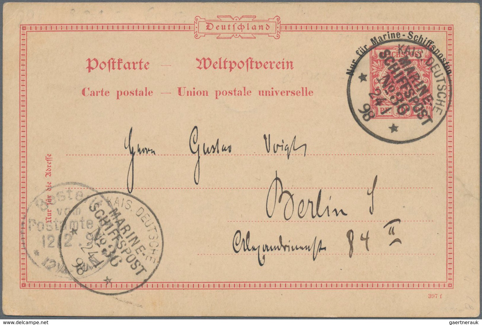 Deutsche Schiffspost - Marine: 1897/1917, 23 Briefe Und Karten, Dabei 5 X Postkarte P1 (u.a. Aus Pan - Andere & Zonder Classificatie