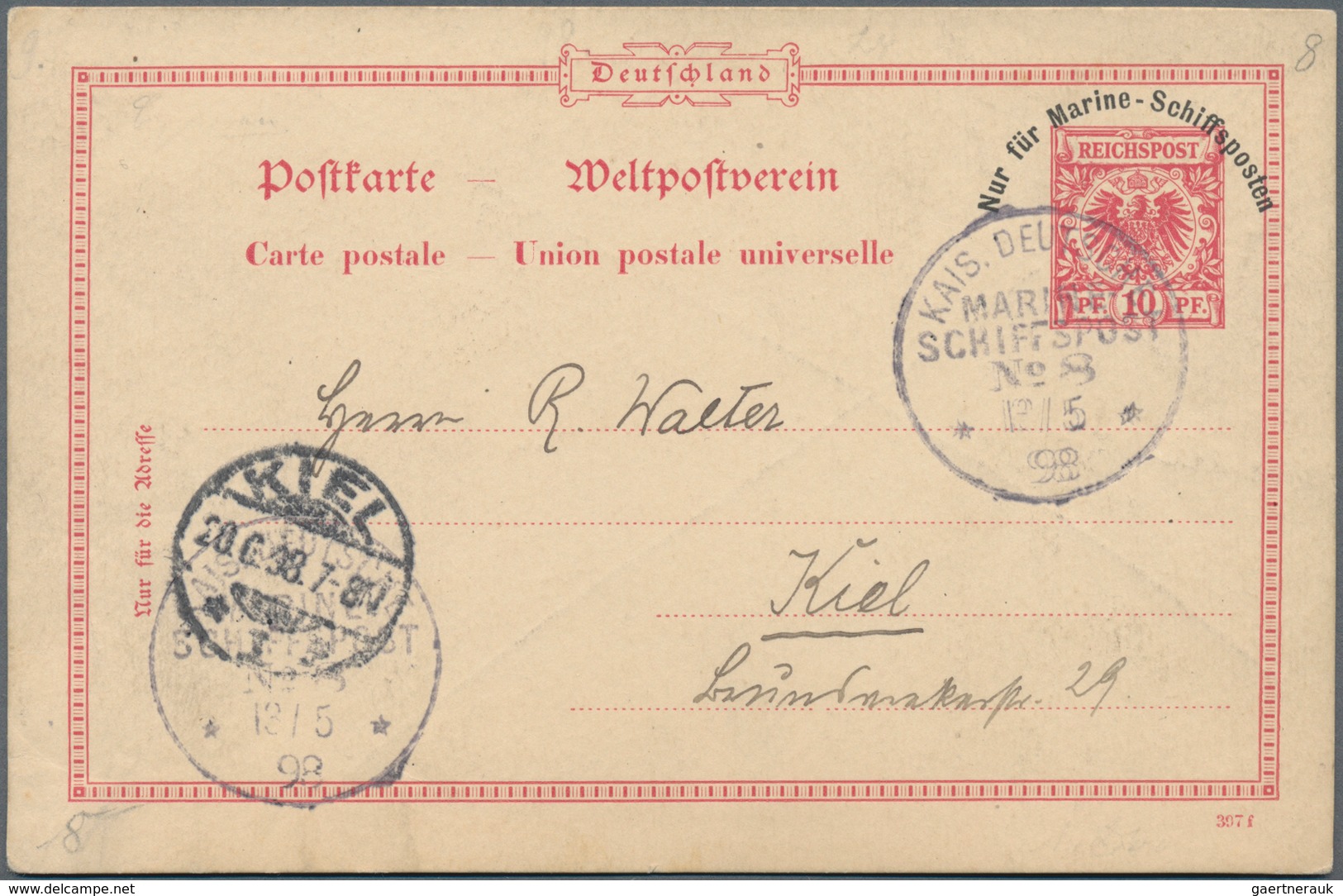 Deutsche Schiffspost - Marine: 1898/1899, tolle Spezialsammlung von 16 Belegen der dt. Kriegsschiffe