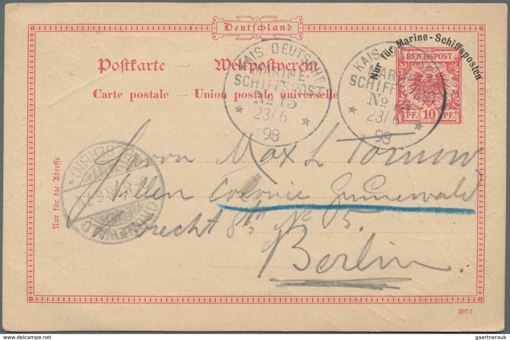 Deutsche Schiffspost - Marine: 1898/1899, tolle Spezialsammlung von 16 Belegen der dt. Kriegsschiffe