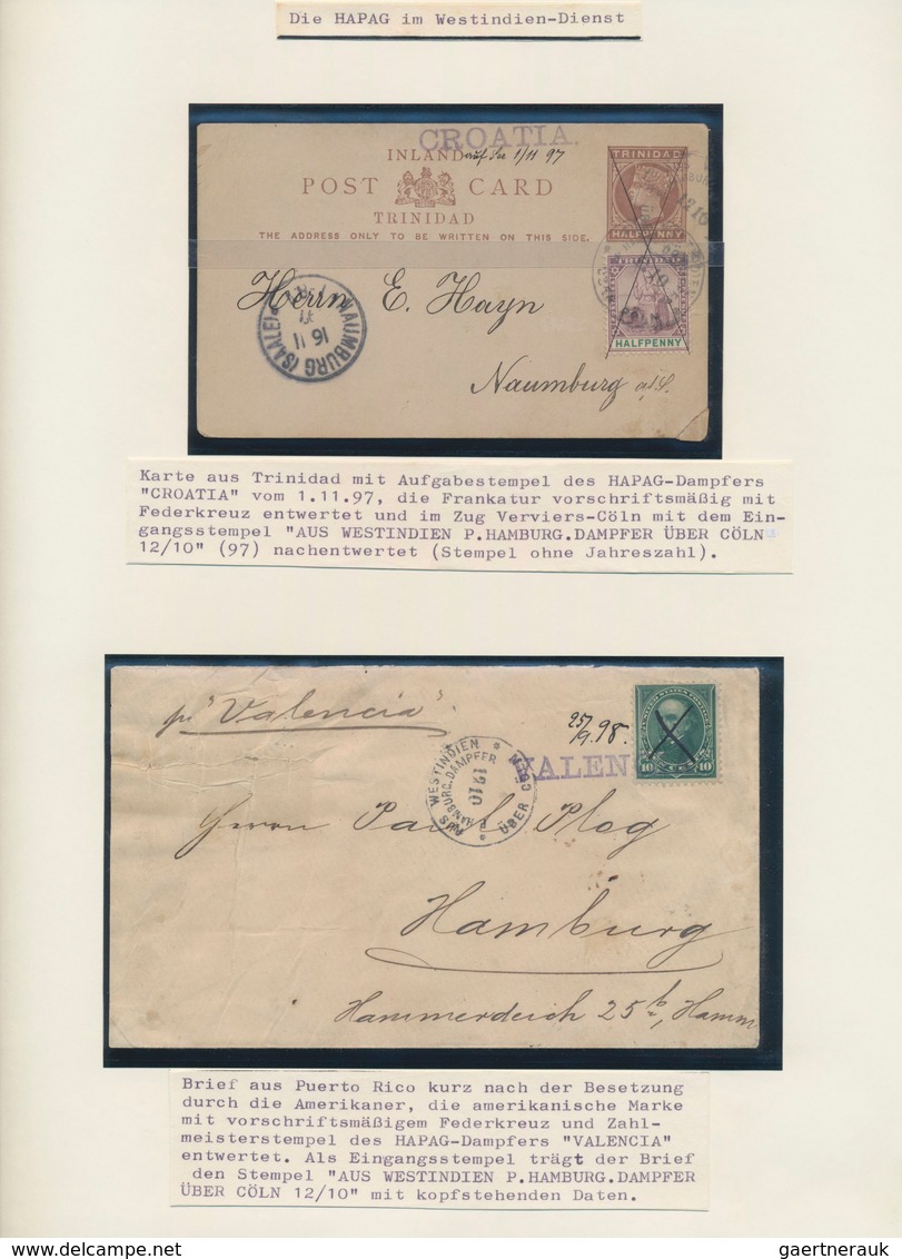 Schiffspost Alle Welt: 1845/1935, Collection Of Apprx. 83 Covers/cards Arranged On Written Up Album - Altri & Non Classificati