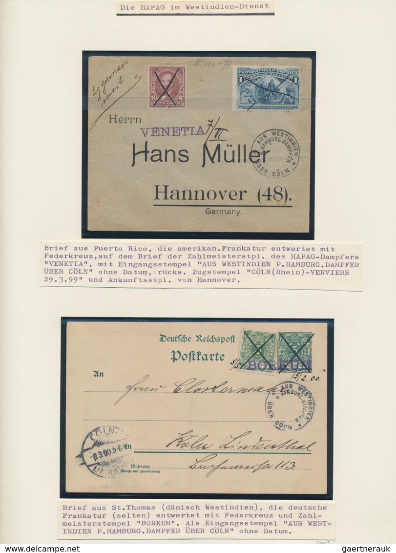 Schiffspost Alle Welt: 1845/1935, Collection Of Apprx. 83 Covers/cards Arranged On Written Up Album - Andere & Zonder Classificatie