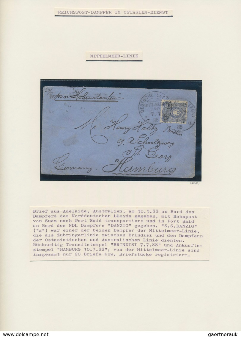 Schiffspost Alle Welt: 1845/1935, collection of apprx. 83 covers/cards arranged on written up album