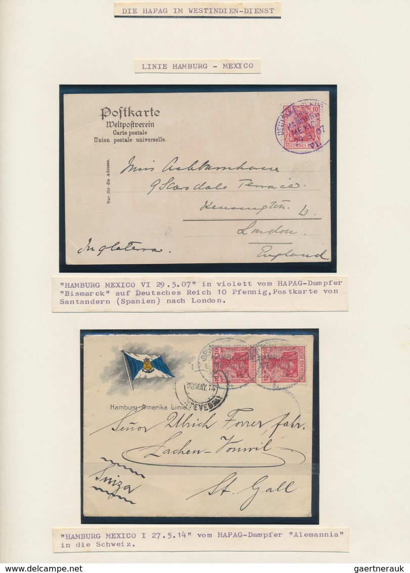 Schiffspost Alle Welt: 1845/1935, collection of apprx. 83 covers/cards arranged on written up album