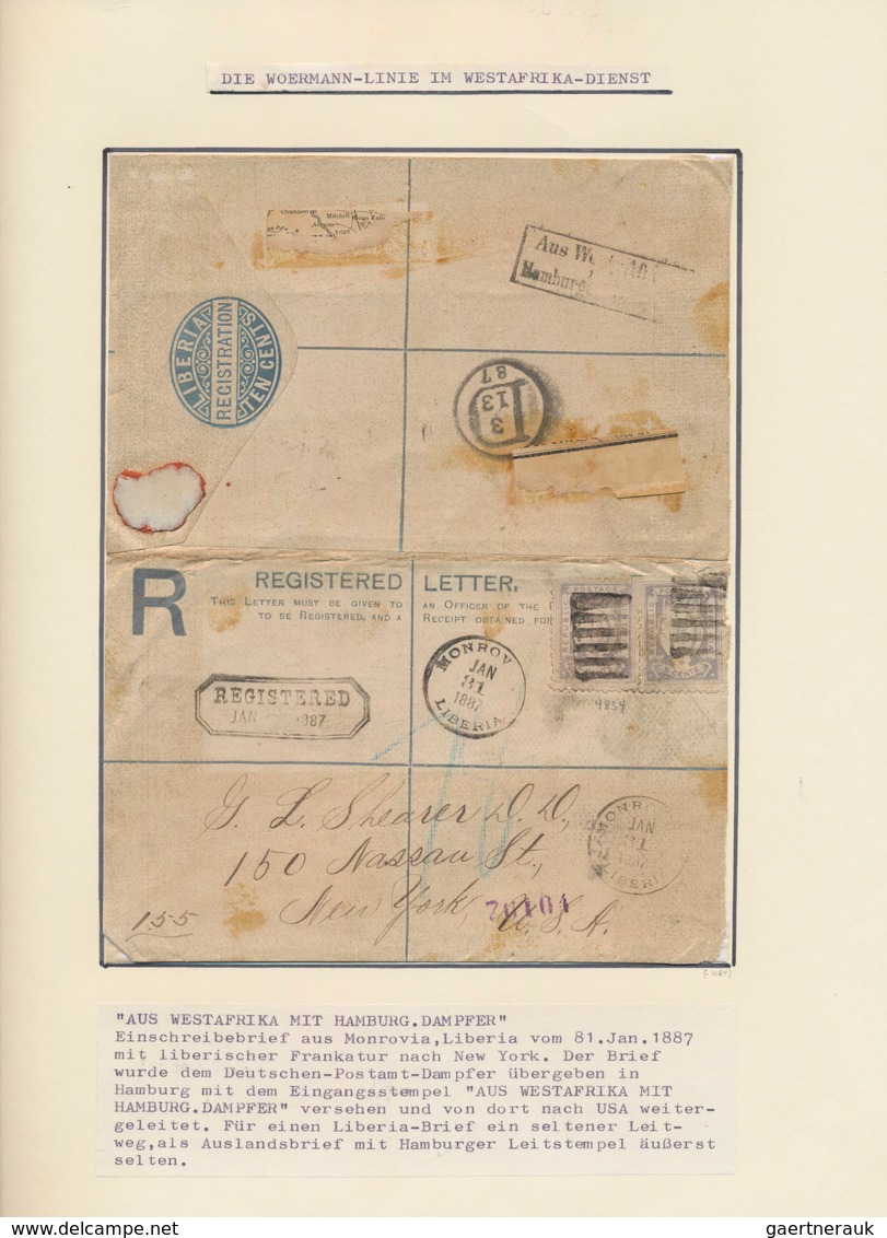 Schiffspost Alle Welt: 1845/1935, collection of apprx. 83 covers/cards arranged on written up album