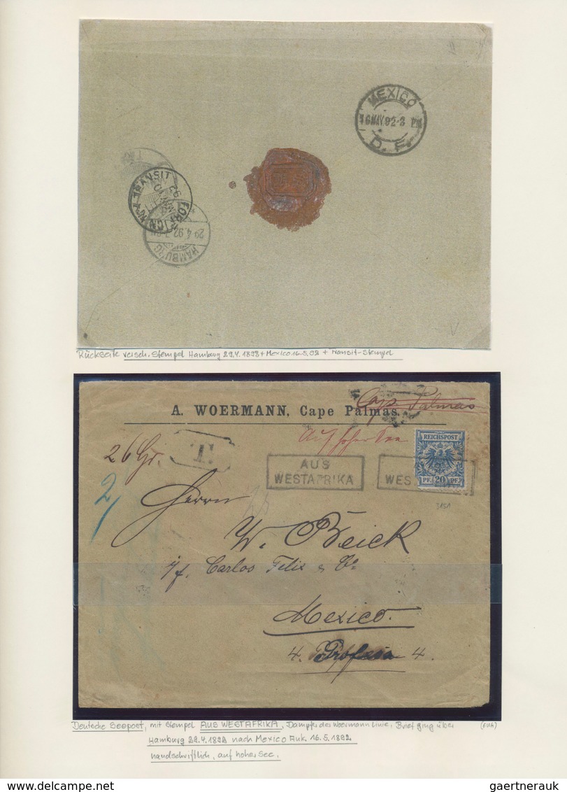 Schiffspost Alle Welt: 1845/1935, collection of apprx. 83 covers/cards arranged on written up album