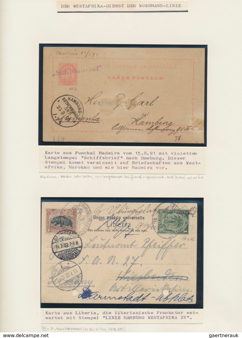 Schiffspost Alle Welt: 1845/1935, collection of apprx. 83 covers/cards arranged on written up album
