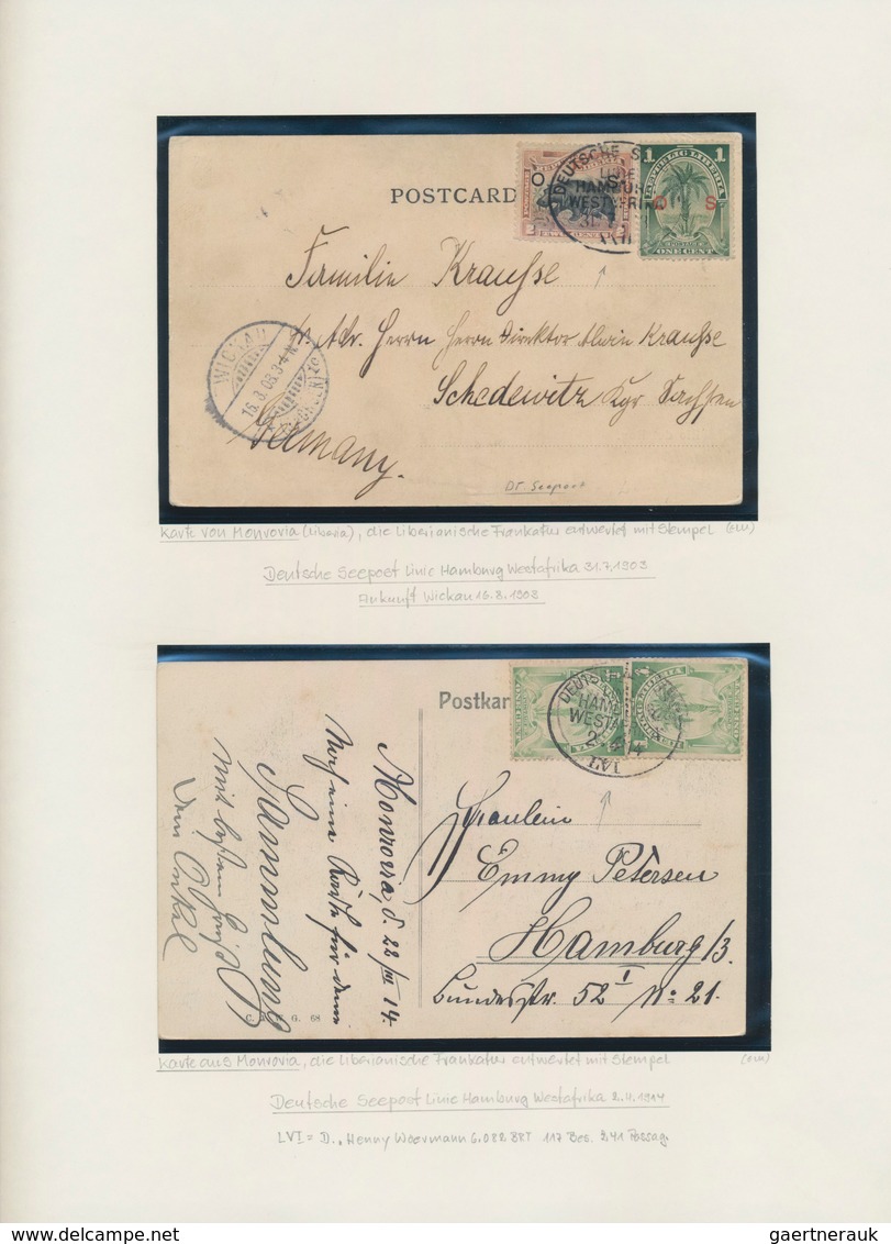 Schiffspost Alle Welt: 1845/1935, collection of apprx. 83 covers/cards arranged on written up album