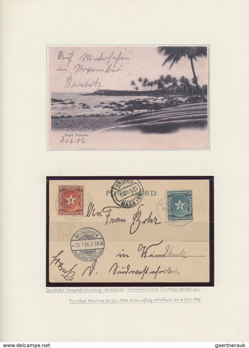 Schiffspost Alle Welt: 1845/1935, collection of apprx. 83 covers/cards arranged on written up album