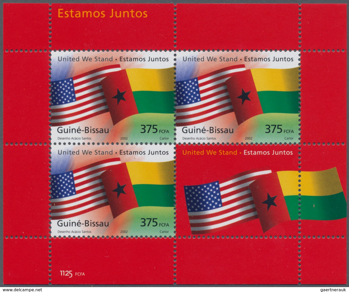 Thematik: Flaggen / Flags: 2002, Guinea-Bissau:UNITED WE STAND/ IN COMMEMORATION OF 9/11) Miniature - Other & Unclassified